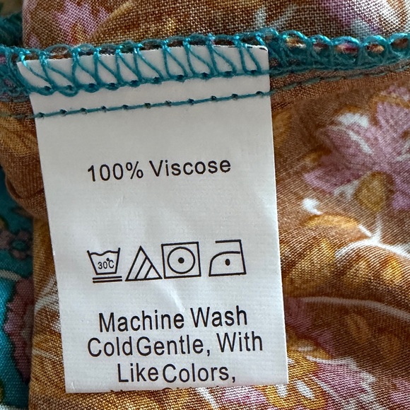 Bohemian Teal and Brown Maxi Dress - Picture 7 of 7